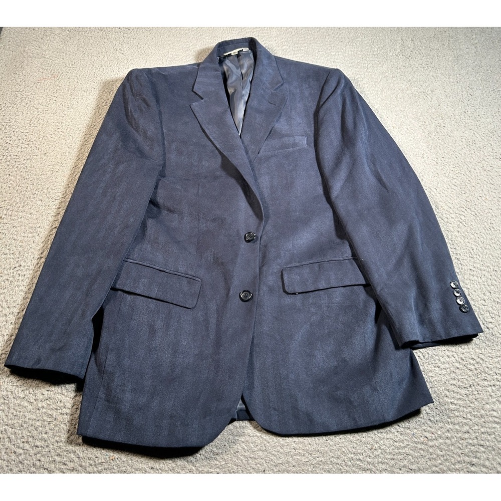 TravelSmith Sport Coat Mens 38R Navy Blue Herringbone Jacket Business Formal